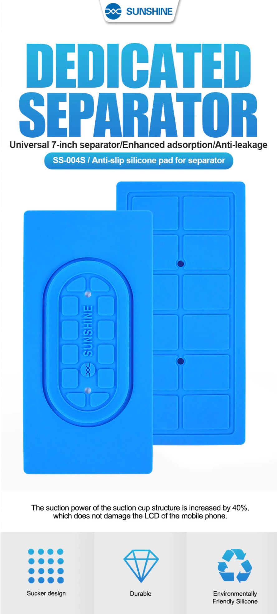 Sunshine SS-004S 7-inch mobile phone LCD separator anti-skid adsorption silicone pad