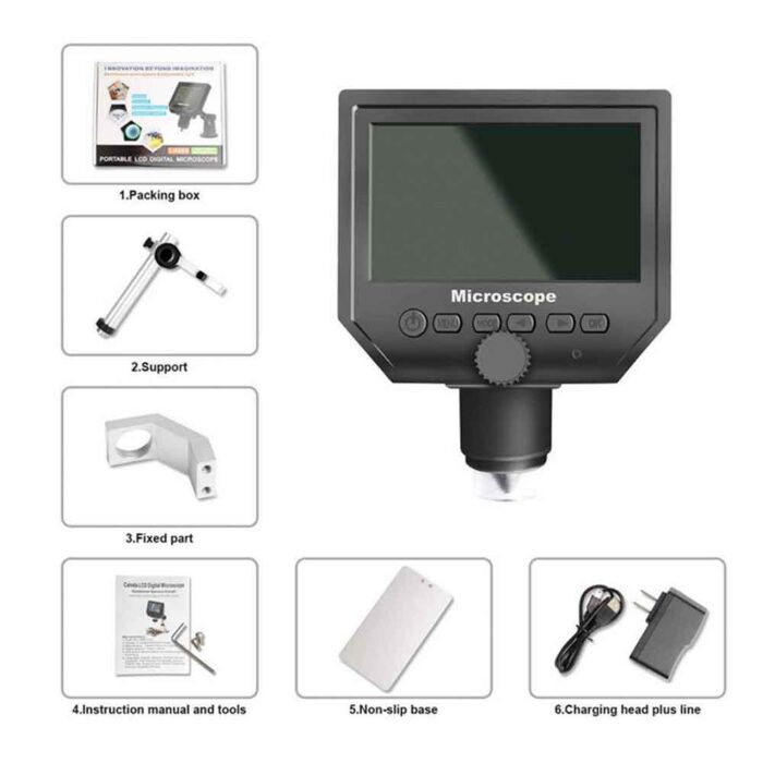 G600 600X 3.6MP Digital Microscope 4.3inch HD LCD Phone Repair Magnifier with Metal Stand and 8 LED