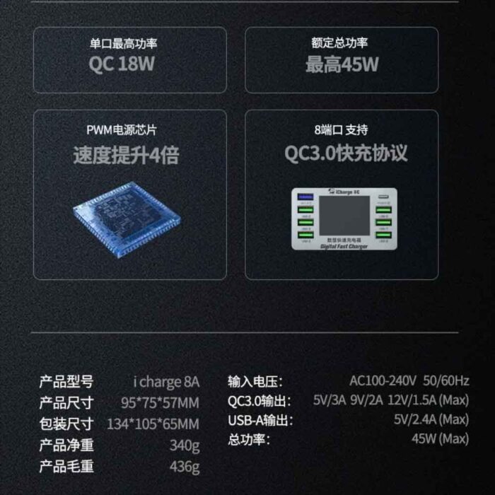 Mechanic iCharge 8A 8-Port USB Smart Fast Charger